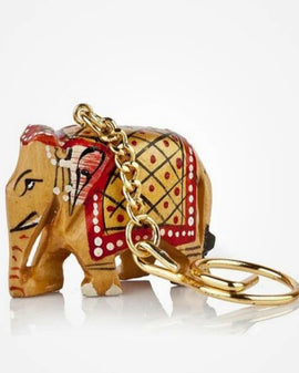 Wooden Elephant Keychain (Coloured)